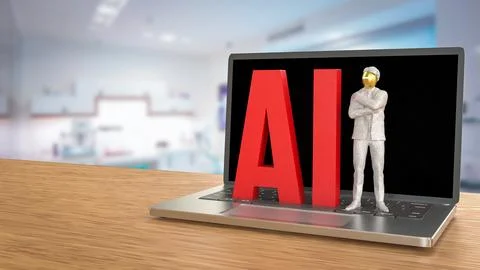 The AI and robot man  for technology or it concept 3d Rendering.. イラスト素材