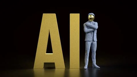 The AI and robot man  for technology or it concept 3d Rendering.. イラスト素材