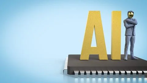 The AI and robot man  for technology or it concept 3d Rendering.. Stock Illustration