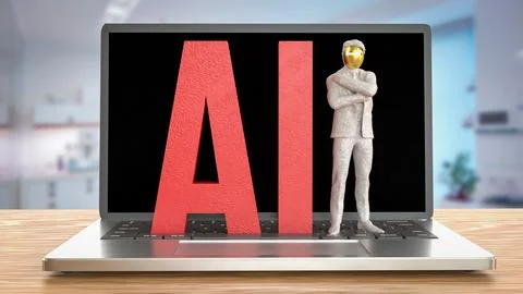 The AI and robot man  for technology or it concept 3d Rendering.. Stock Illustration