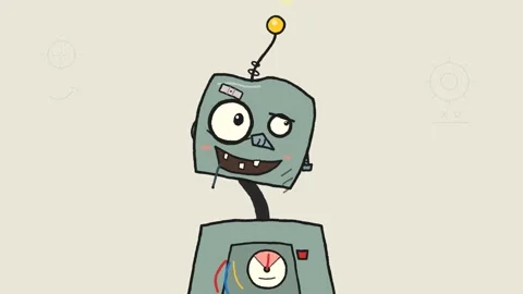 Ai and Robotics Concept, Cartoon Robot Character with Antenna, Isolated 스톡 동영상 341364804