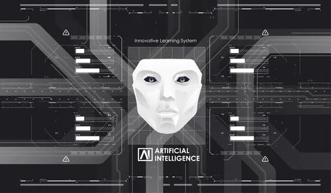 AI and technology concept. Abstract glowing colorful digital brain with cir.. 스톡 일러스트