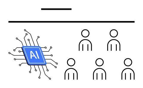 AI and Workforce Integration Simplifying Human-Technology Collaboration Stock Illustration