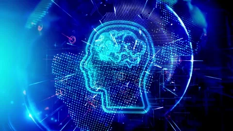 AI Animation With Neurl Brain Into Internet Word Stock Footage 254918094