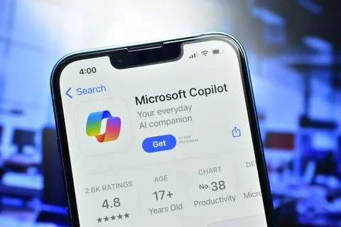 AI app ms copilot used to increase productive task and knowledge Foto stock