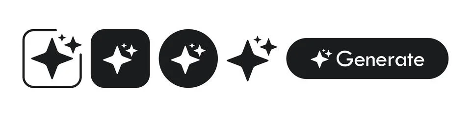 AI application generate logo set, artificial intelligence black icons vector Stock Illustration