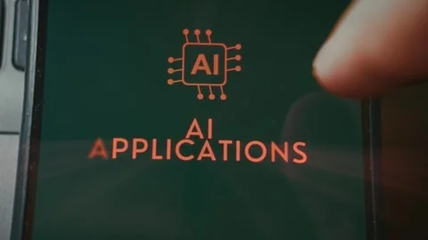 AI Applications themed graphic presentation generated on smartphone Stock Footage 289095505