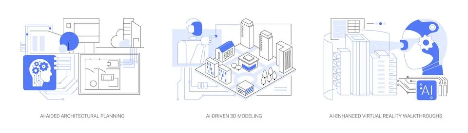 AI in Architecture abstract concept vector illustrations. Ilustración de archivo