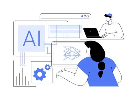 AI architecture isolated cartoon vector illustrations. Ilustración de archivo