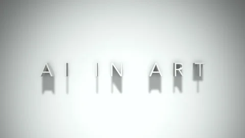 AI in Art 3D title animation with shadows on a white background Stock Footage 296661693