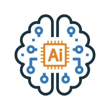 Ai, artificial, brain, chip, intelligence icon. Glyph style vector EPS. Stockillustratie