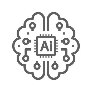 Ai, artificial, brain, chip, intelligence icon. Gray vector graphics. Stockillustratie
