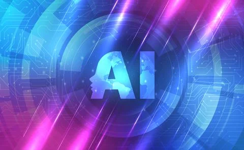 AI Artificial intelligence abstract background concept, Digital technology tech Stock Illustration