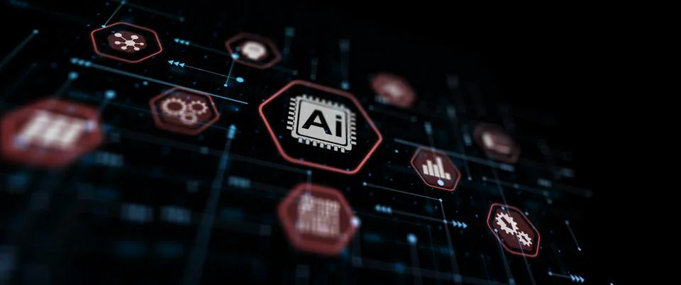 AI Artificial Intelligence abstract background concept. Technology learning Stock Illustration