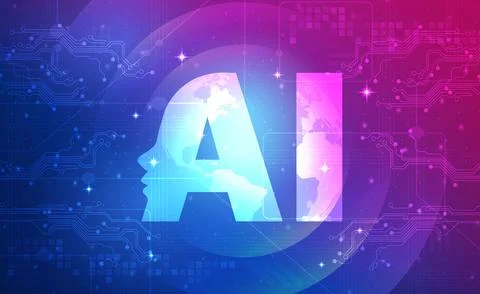 AI Artificial intelligence abstract, Digital technology pink blue background ai Illustrazione stock
