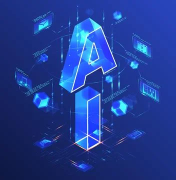 AI Artificial Intelligence acronym vector 3d banner 스톡 일러스트