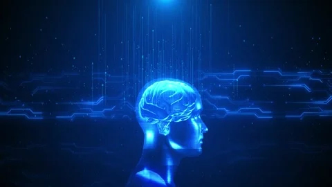AI Artificial intelligence. Ai digital brain. Robotics concept. flow cyber tech Vídeo Stock 314202441