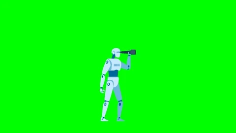 Ai, artificial intelligence with ai robot looking through telescope into future Video stock 333364314