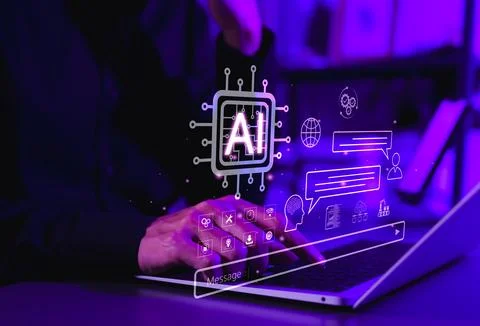 AI - Artificial Intelligence and Chatbot Technology Concept. Stock Photos