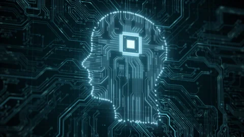AI artificial intelligence and data mining. Chat deep learning. Computer chip Stock Footage 254480971