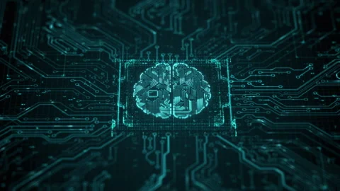 AI artificial intelligence and data mining. Chat deep learning. Computer chip Stock Footage 254483737