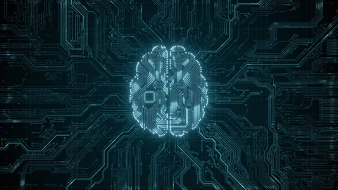 AI artificial intelligence and data mining. Chat deep learning. Computer chip Stock Footage 255204759