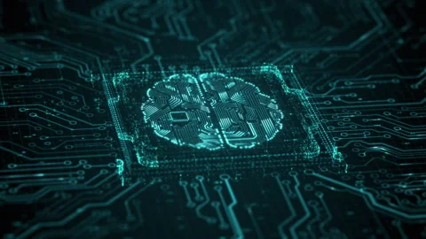 AI artificial intelligence and data mining. Chat deep learning. Computer chip Stock Footage 256016197