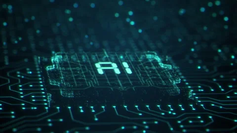 AI artificial intelligence and data mining. Chat deep learning. Computer chip Stock Footage 256018439