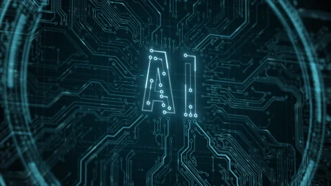 AI artificial intelligence and data mining. Chat deep learning. Computer chip Stock Footage 256110075