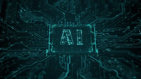 AI artificial intelligence and data mining. Chat deep learning. Computer chip Stock Footage 256242047