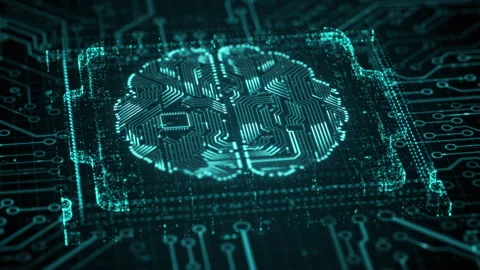 AI artificial intelligence and data mining. Chat deep learning. Computer chip Stock Footage 265772909