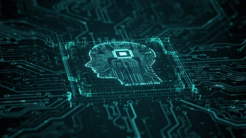 AI artificial intelligence and data mining. Chat deep learning. Computer chip Stock Footage 303633410