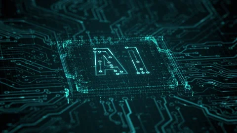 AI artificial intelligence and data mining. Chat deep learning. Computer chip Stock Footage 303634710