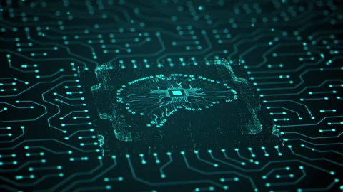 AI artificial intelligence and data mining. Chat deep learning. Computer chip Stock Footage 311703671