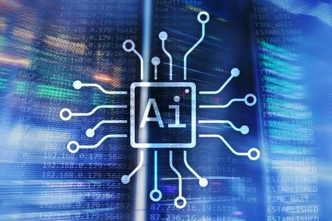 AI, Artificial intelligence, automation and modern information technology con Illustrazione stock
