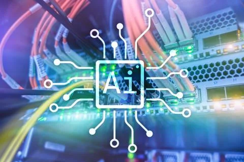 AI, Artificial intelligence, automation and modern information technology con 스톡 일러스트