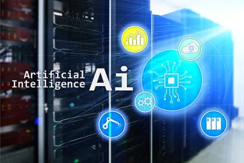 AI, Artificial intelligence, automation and modern information technology con Stock Illustration