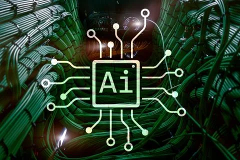 AI, Artificial intelligence, automation and modern information technology con Stock Illustration