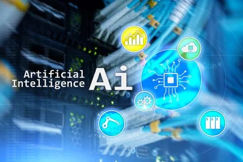 AI, Artificial intelligence, automation and modern information technology con Stock-Illustration