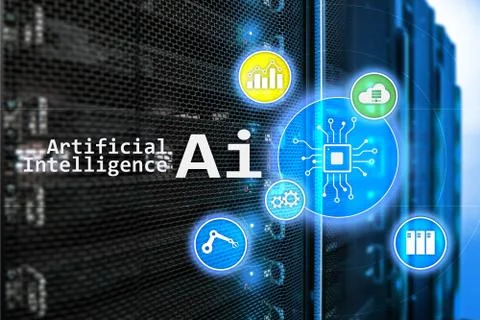 AI, Artificial intelligence, automation and modern information technology con Stock Illustration