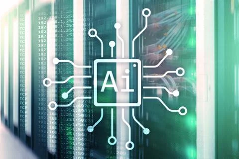 AI, Artificial intelligence, automation and modern information technology con Illustrazione stock