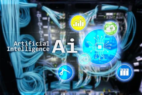 AI, Artificial intelligence, automation and modern information technology con Stock Illustration