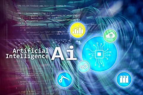 AI, Artificial intelligence, automation and modern information technology con 스톡 일러스트