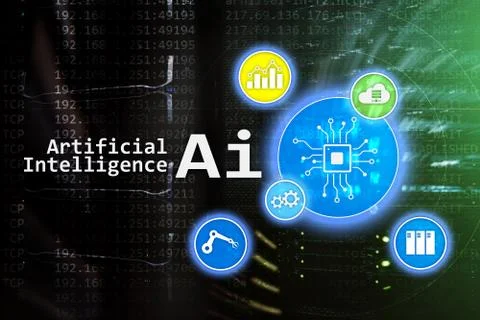 AI, Artificial intelligence, automation and modern information technology con Foto stock