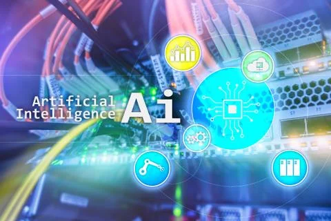 AI, Artificial intelligence, automation and modern information technology con Foto stock
