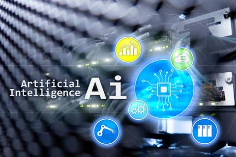 AI, Artificial intelligence, automation and modern information technology 库存照片