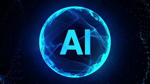 AI artificial intelligence background animation. Animated 3d blue sphere Stock Footage 239091129