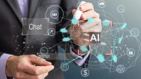 AI - Artificial Intelligence. Big Data and Deep Machine learning Concept Stock Photos