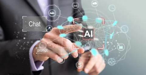 AI - Artificial Intelligence. Big Data and Deep Machine learning Concept 스톡 사진