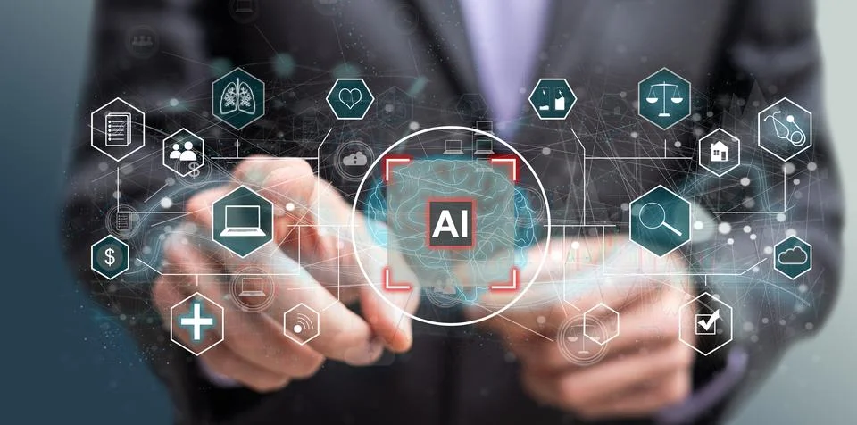 AI - Artificial Intelligence. Big Data and Deep Machine learning Concept Stock Photos